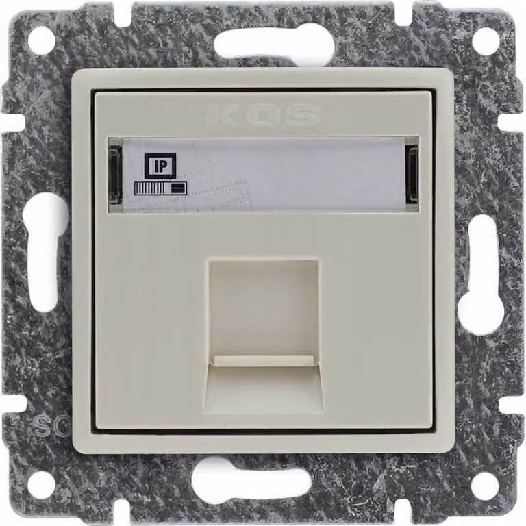 Kos VENA, connettore a muro, crema, confezione singola, RJ45