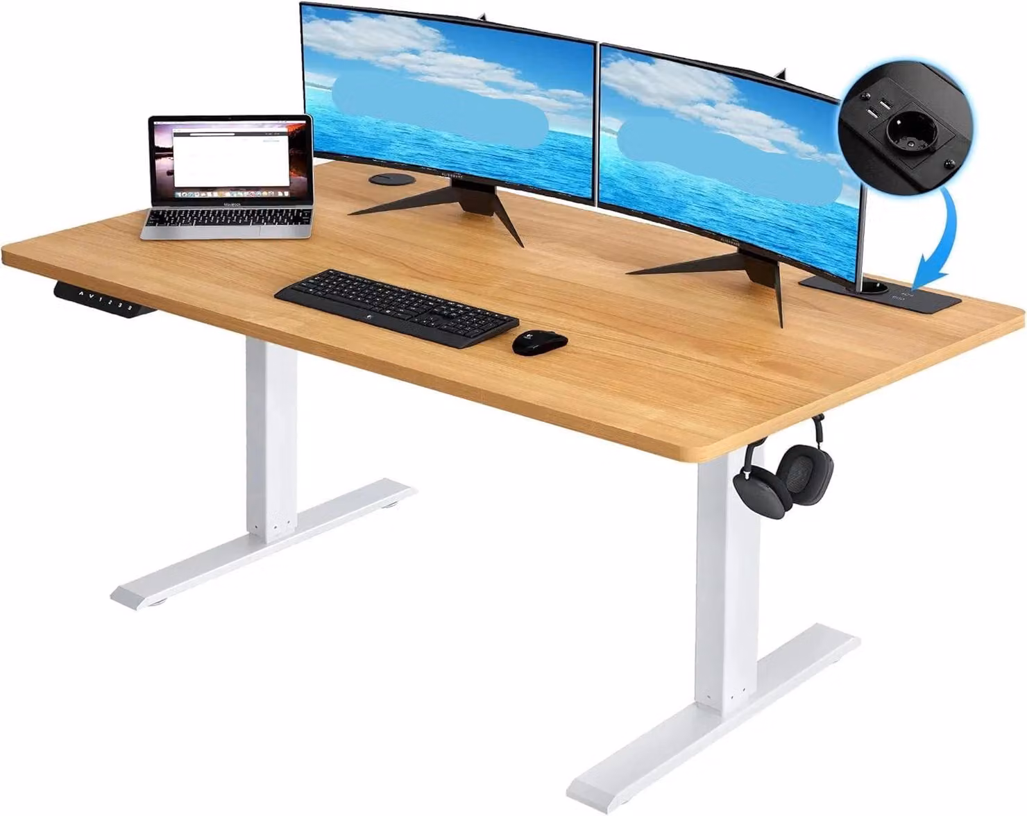 Scrivania regolabile - Scrivania alzatavola - Scrivania elettrica - Scrivania con porta USB - Scrivania con supporto per cuffie