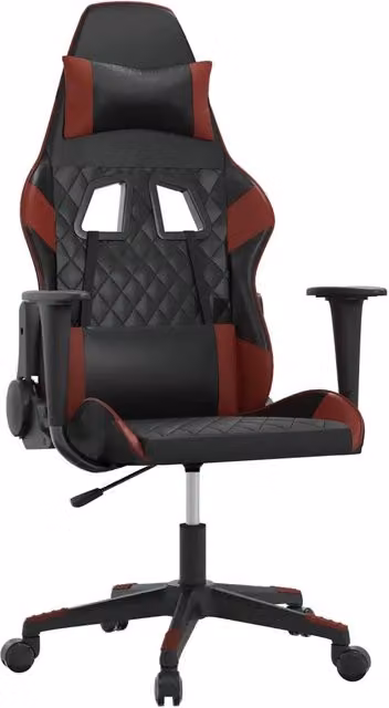 Sedia Gaming Design In Nero e Rosso in Similpelle con Poggiatesta e Ruote – 1