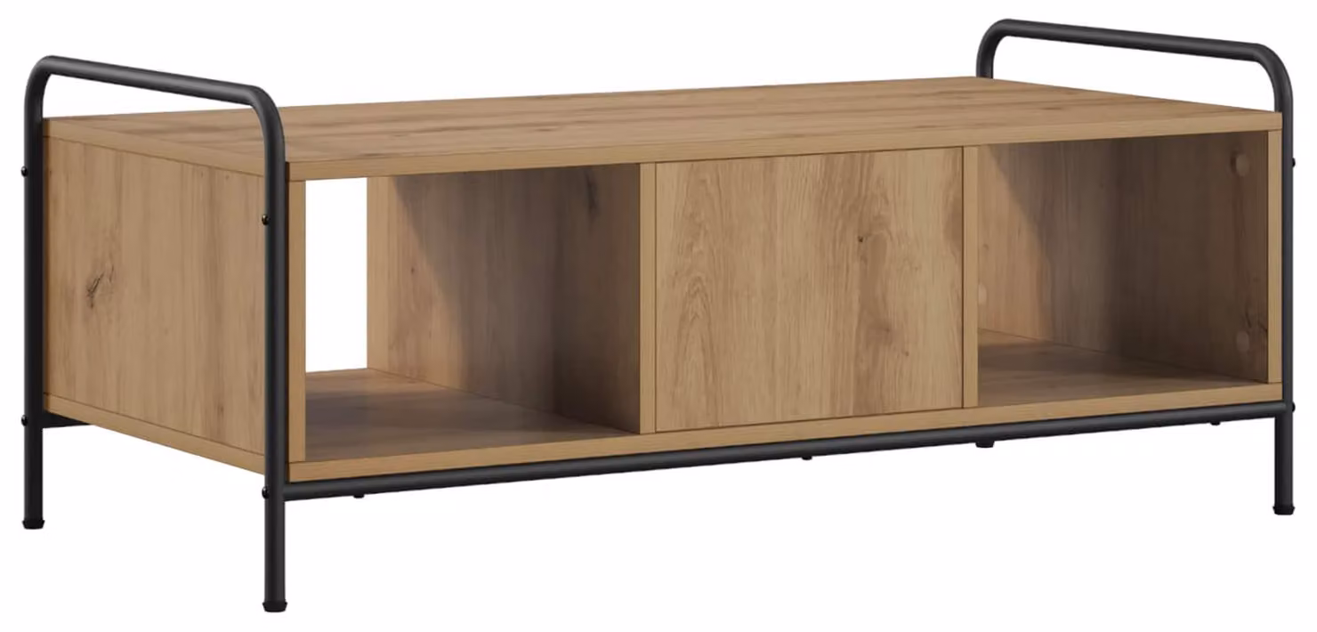 Tavolino da caffè in legno effetto rovere artigianale, dimensioni 99,5 x 49 x 41 cm. Materiale: legno ingegnerizzato
