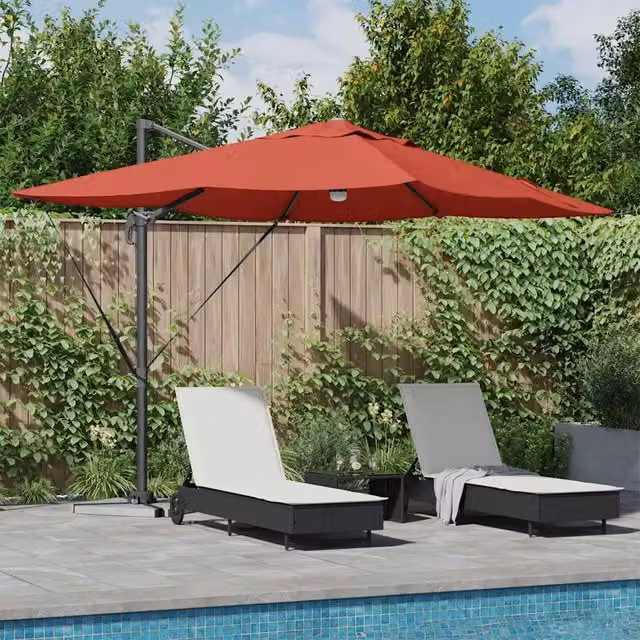 Ombrelloneda-Ombrello da giardino balcone Terracotta 351 x 250 x 253 cm Poliestere e Alluminio