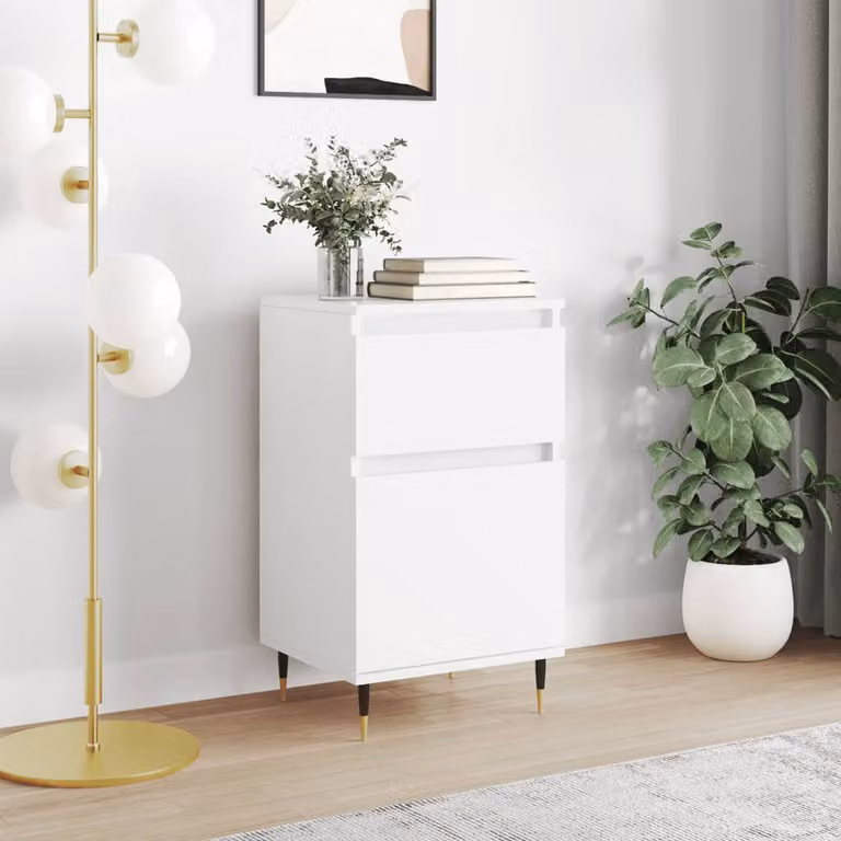 Credenza moderna bianca vidaXL a parete in legno e metallo L 40 cm, P 35 cm, H 70 cm