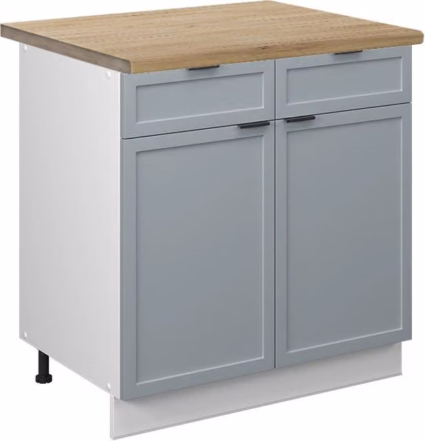 Mobiletto base per cucina Fame-Line Blu-grigio chiaro/Bianco 80 cm, PL Rovere Vicco