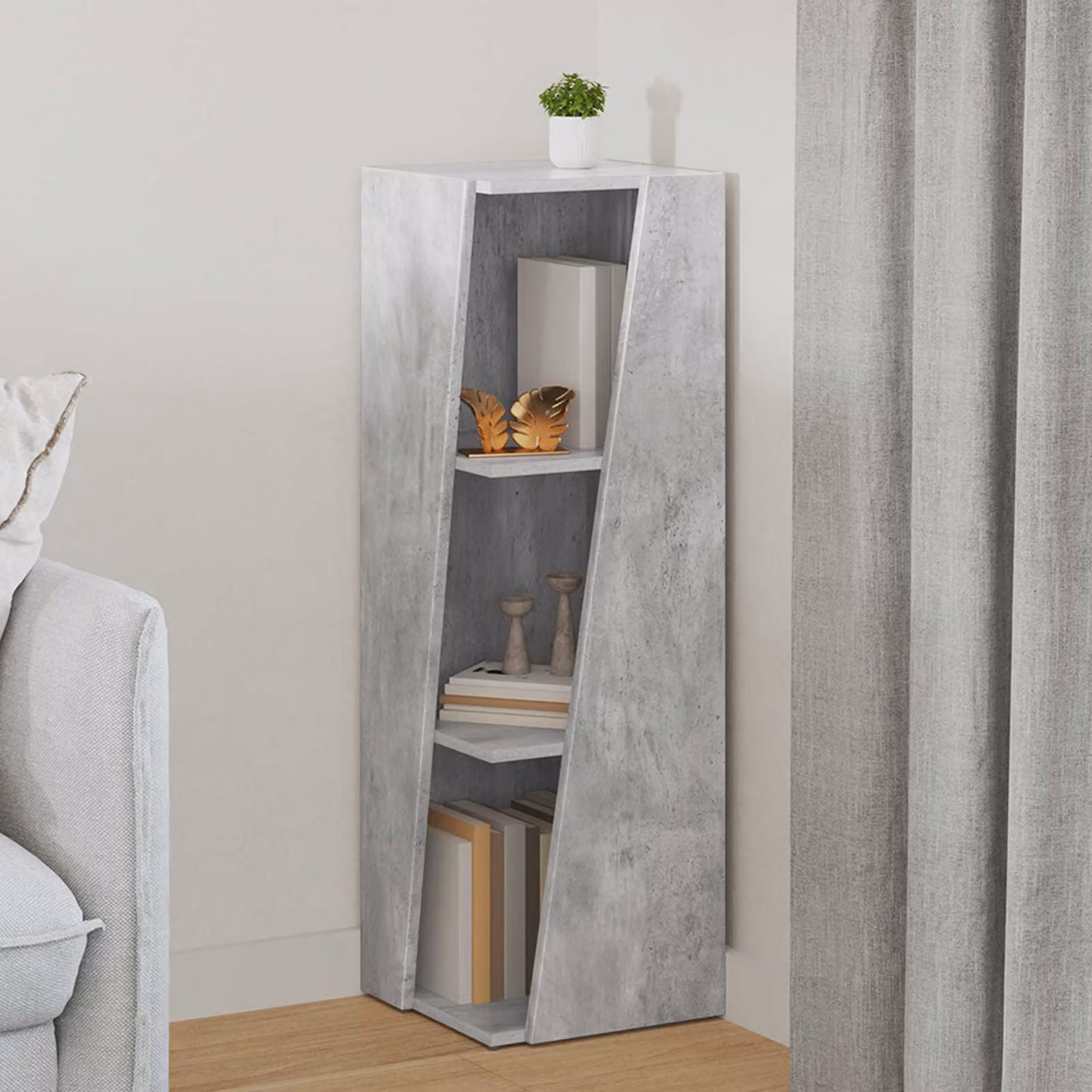 Mensola laterale vidaXL in legno MDF grigio opaco L 33 cm, P 32 cm, H 100,5 cm