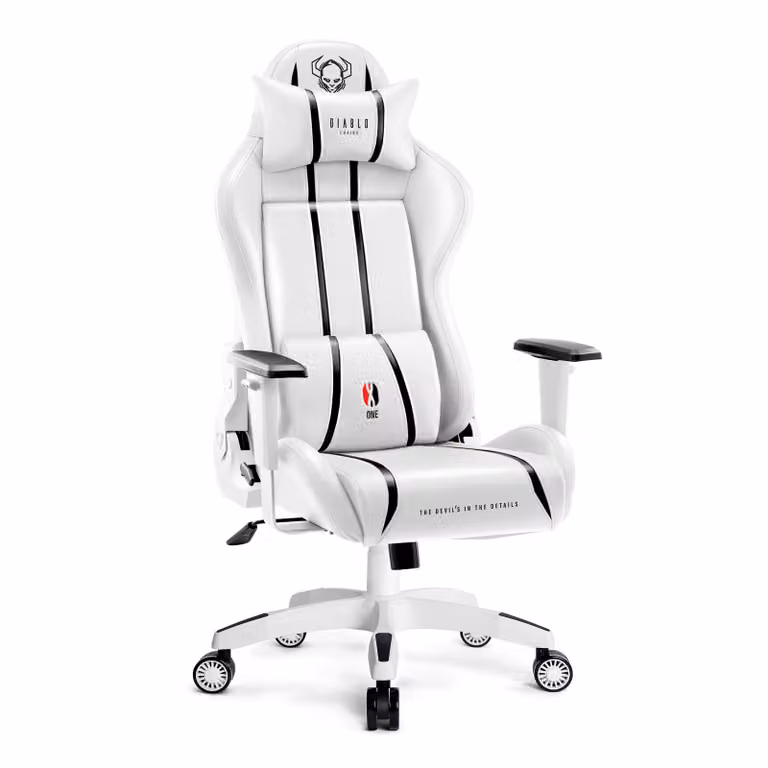 Diablo X-One 2.0 Gaming Chair Sedia da ufficio Braccioli regolabili Design ergonomico Cuscino collo/glutei King Size Bianco/Nero