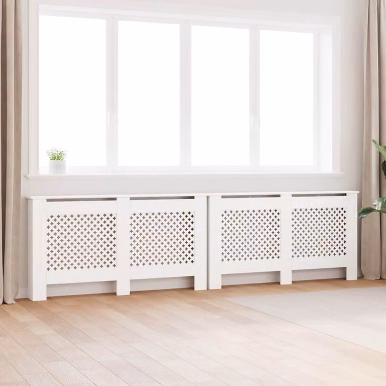 Set di 2 coperture per radiatori vidaXL bianche in MDF L: 152 cm, P: 19 cm, H: 81,5 cm