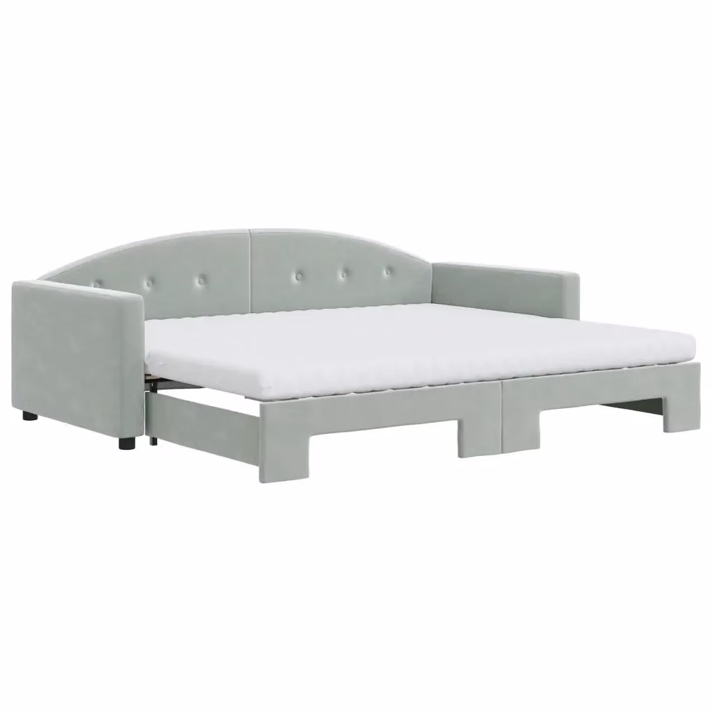 Divano Letto Estraibile vidaXL in Velluto Grigio con Cassetto per Materasso 90x200 cm – 2