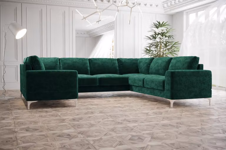 Wohnlandschaft Polsterecke Sofa Couch Sofas Wohnzimmer Samt Ecksofa U-Form