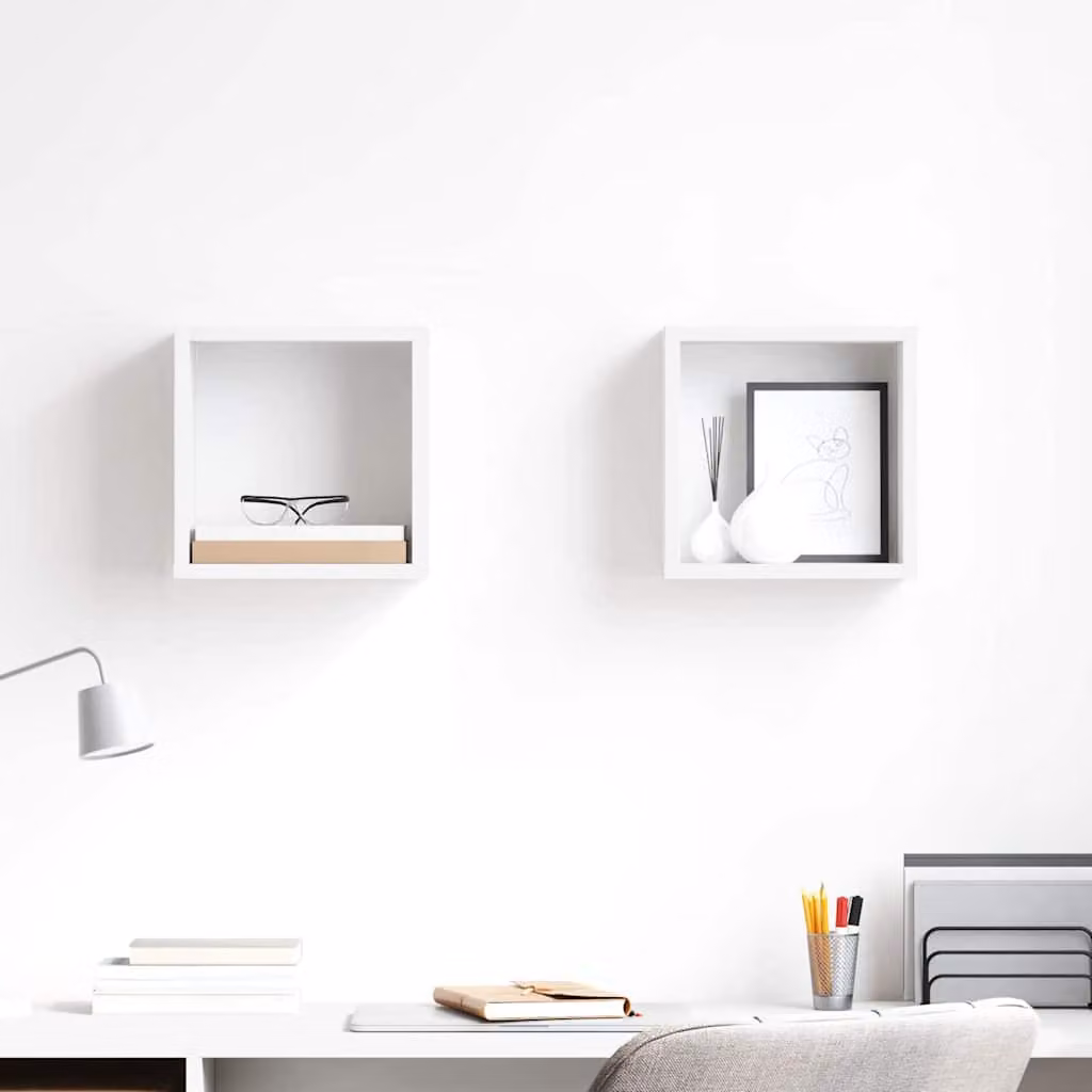 Set di 2 mensole a cubo da parete vidaXL bianche in stile moderno L/P/H: 26 x 15 x 26 cm