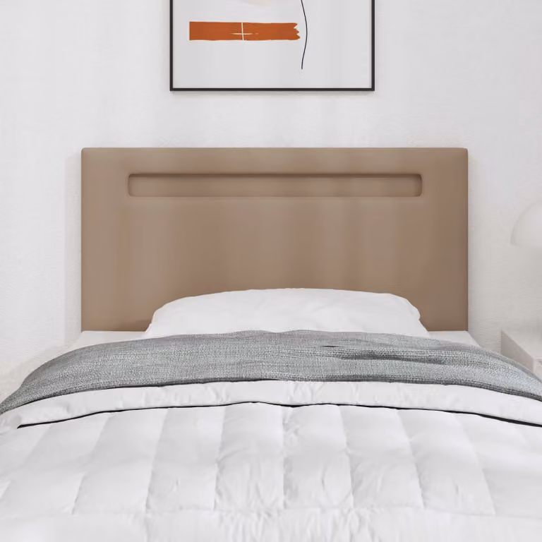 Testiera per letto vidaXL in pelle sintetica color cappuccino con illuminazione LED integrata e luce da lettura