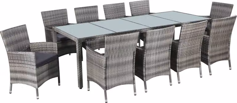 Maison Exclusive - Set da giardino completo di 11 pezzi con cuscini, in rattan sintetico grigio