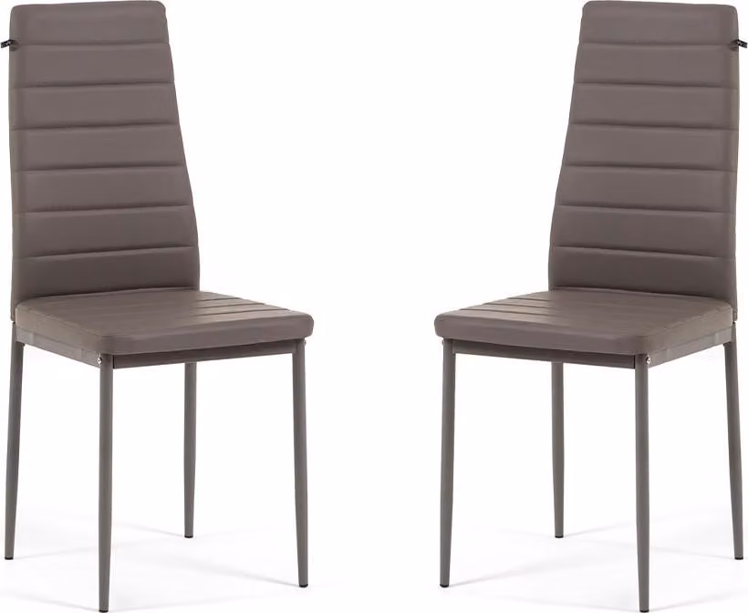 set di 2 sedie in ecopelle trapuntata con schienale alto e gambe in metallo - eleganti, comode e facili da pulire, ideali per cucine moderne,da pranzo, soggiorni o ristoranti - LIDIA - Taupe
