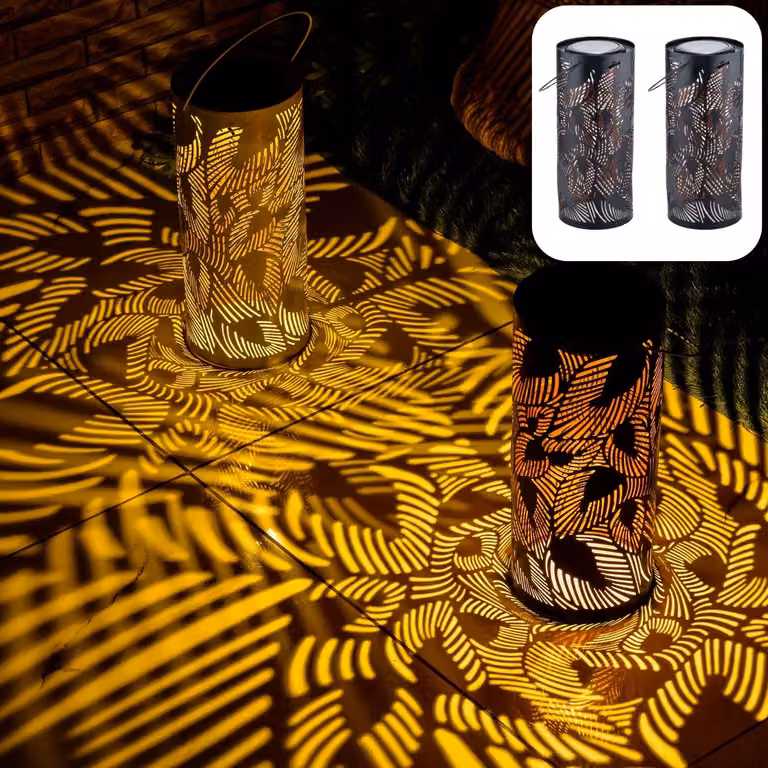 set di 2 moderne lanterne solari lanterna solare lampada da esterno Hoja nero