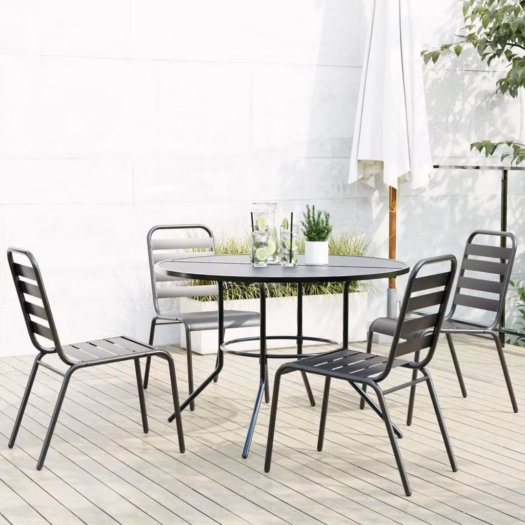 Maison Exclusive - Set di sedie da giardino, 5 pezzi, impilabili, in acciaio verniciato a polvere