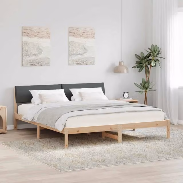 Struttura del letto-Giroletto marrone e grigio scuro 200 x 200 cm 181822