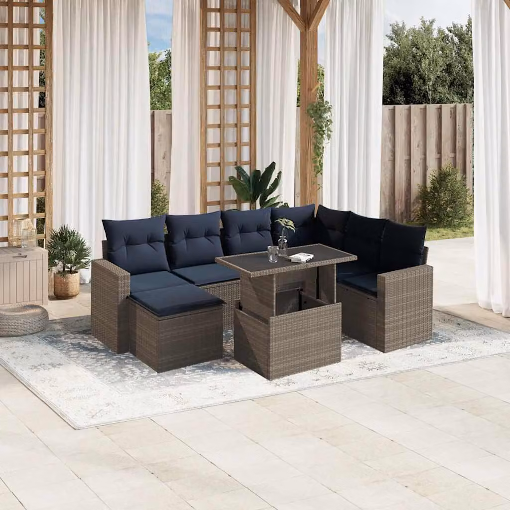 Maison Exclusive - Set di 8 divani da giardino con cuscini, grigio, polyrattan