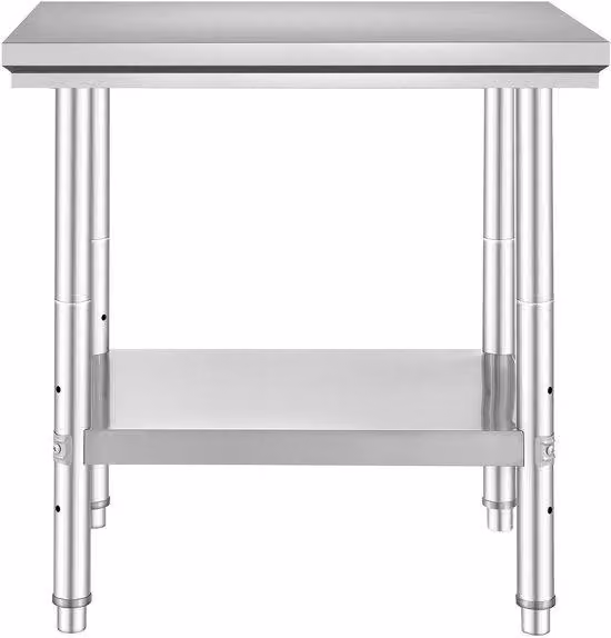 Banco da lavoro metallico, dimensioni 61 x 76 centimetri, capacità di carico 318 chilogrammi. Banco da lavoro robusto, con ripiani regolabili in altezza (3 posizioni). Ideale per ambienti industriali, cucine, garage, ristoranti e giardini.