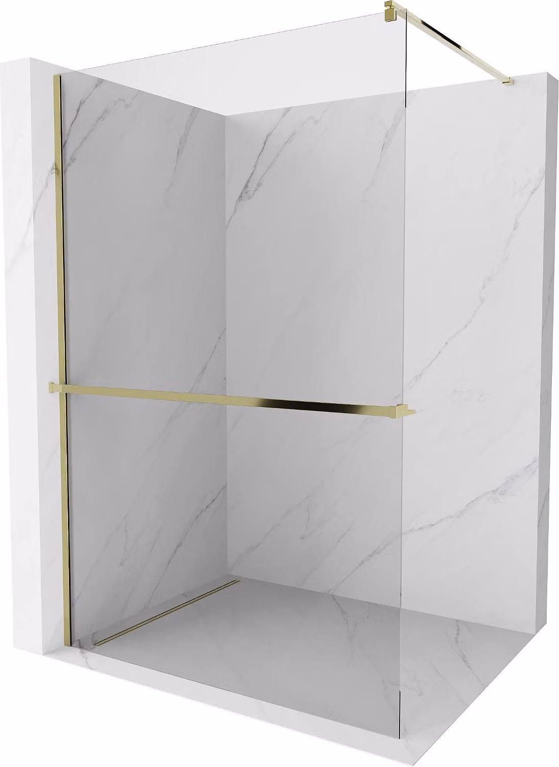 Mexen Kioto+ Pannello doccia con mensola Walk-in 95 x 200 cm, trasparente, oro - 800-095-121-50-00