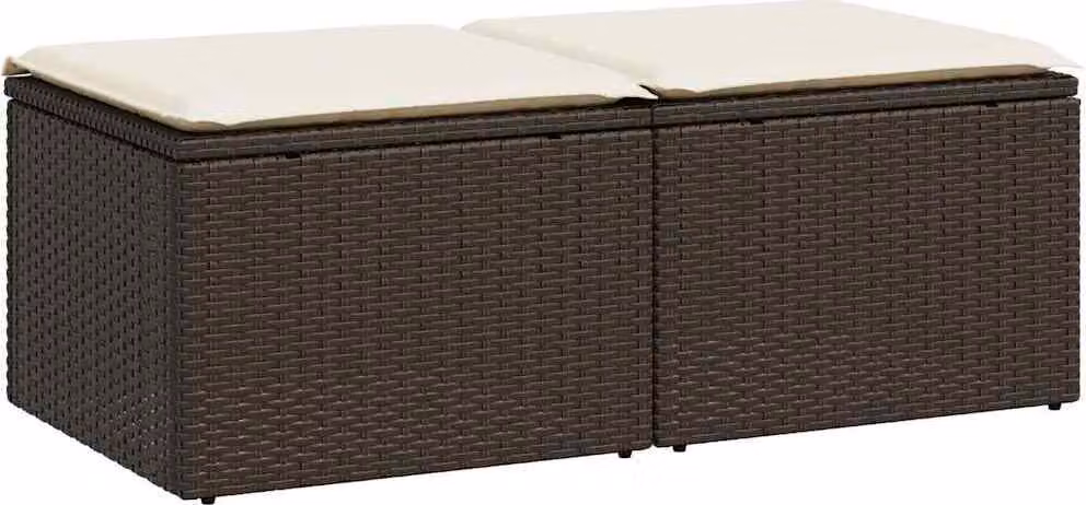 Set Divano Giardino 4 pz con Cuscini Marrone Polyrattan Acacia