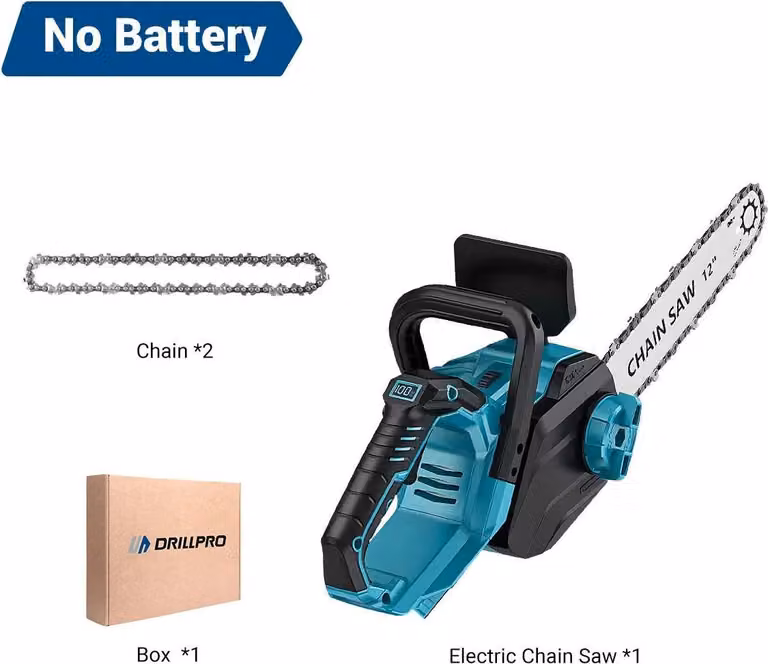 Motosega elettrica - Motosega a batteria da 30 cm - 1200 W senza spazzole - Display LCD - Leggera e portatile - Batteria non inclusa