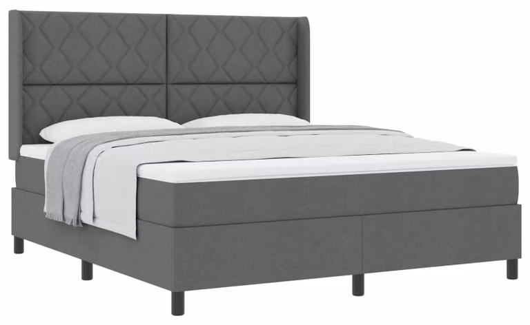 Letto a molle con materasso grigio scuro 180 x 200 cm in tessuto