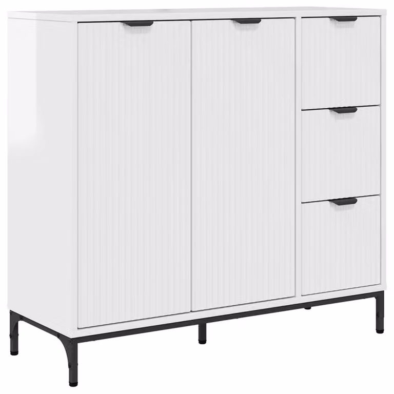 Credenza Bianco Lucido 89,5 x 33 x 82 cm Legno multistrato