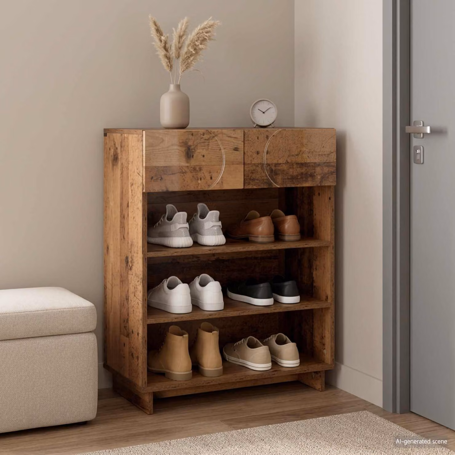 Scarpiera moderna vidaXL in legno marrone con ante e ripiani L/P/H: 73 x 38 x 87,5 cm