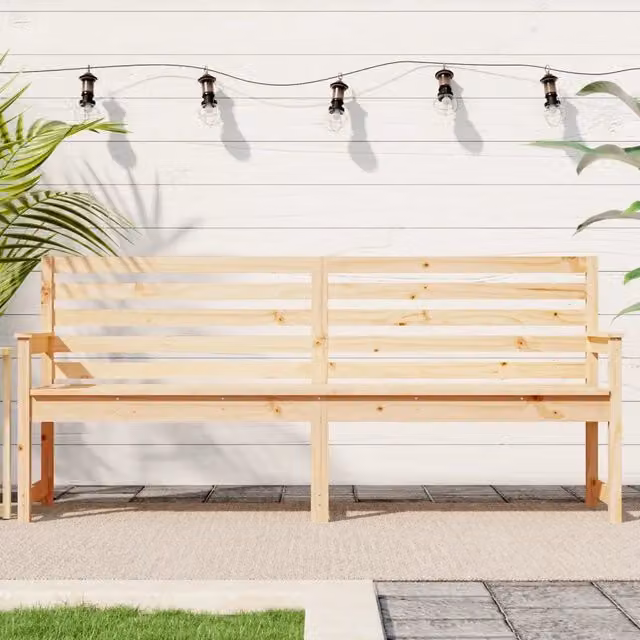 Panca da giardino vidaXL in legno di pino beige con braccioli L: 203,5 cm, P: 48 cm, H: 91,5 cm