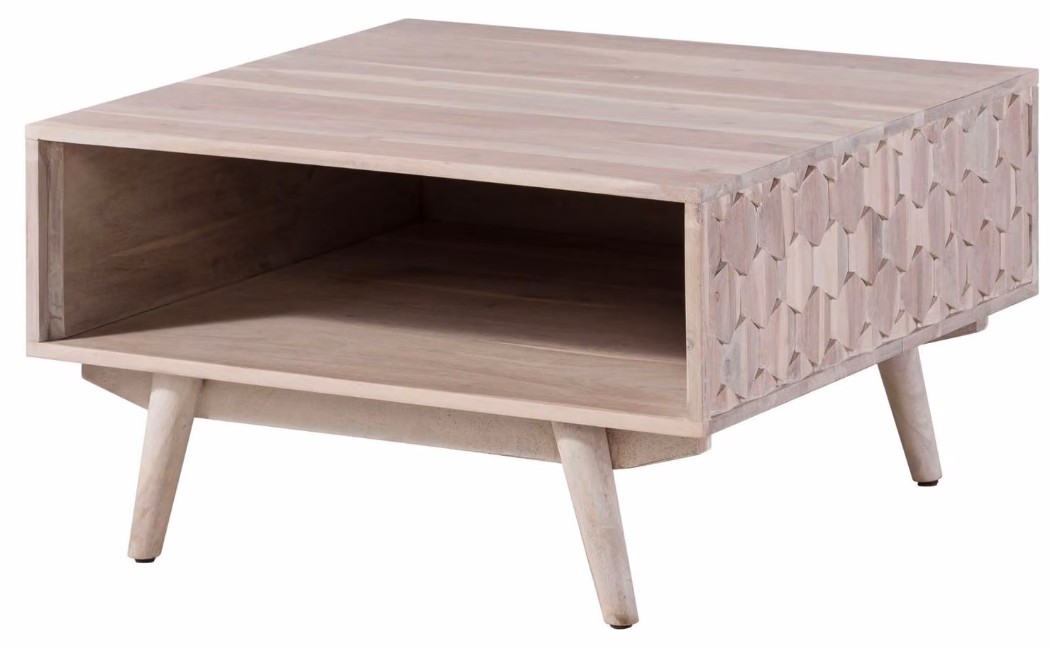 MASSIVMOEBEL24 | MOSAYK #216 Tavolino da salotto in legno di acacia laccato / bianco 70x70x40