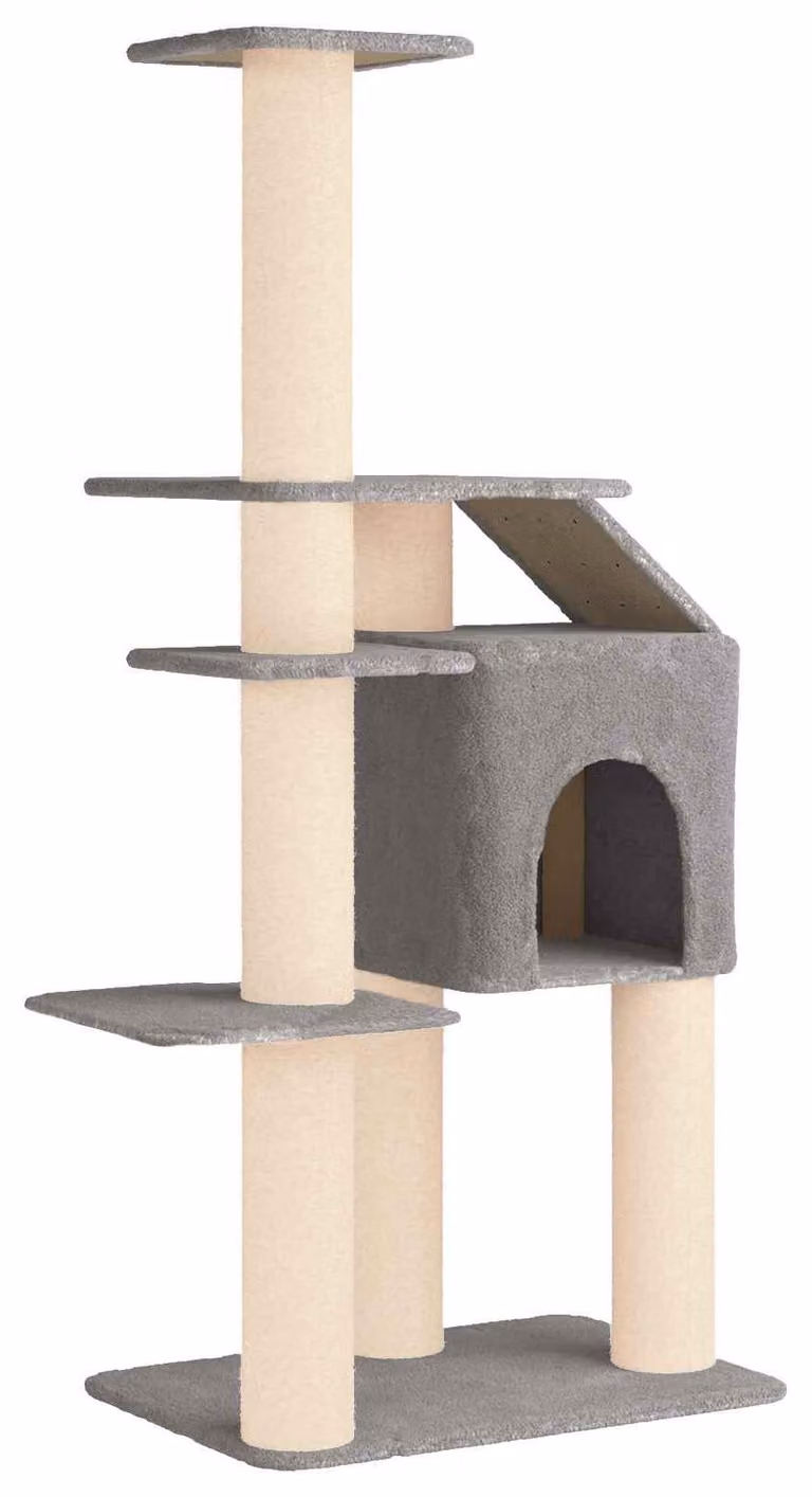 Albero per gatti con pali in sisal, colore grigio chiaro, altezza 183 cm