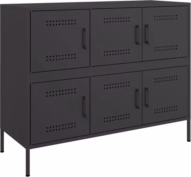 Credenza | Madia | Buffet da pranzo | Armadio da pranzo Nera 100,5x39x79 cm in Acciaio