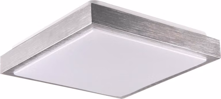 Plafone quadrato in plastica spazzolata argento-bianco, 2xE27x40W, dimensioni: 8,5x29,5x29,5 cm, IP20, Polux