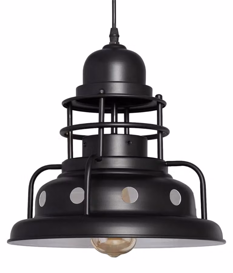 Lampada a sospensione retrò bianco e nero, 1xE27x12W, metallo, dimensioni: 200x30x30 cm, IP20, Abruzzo