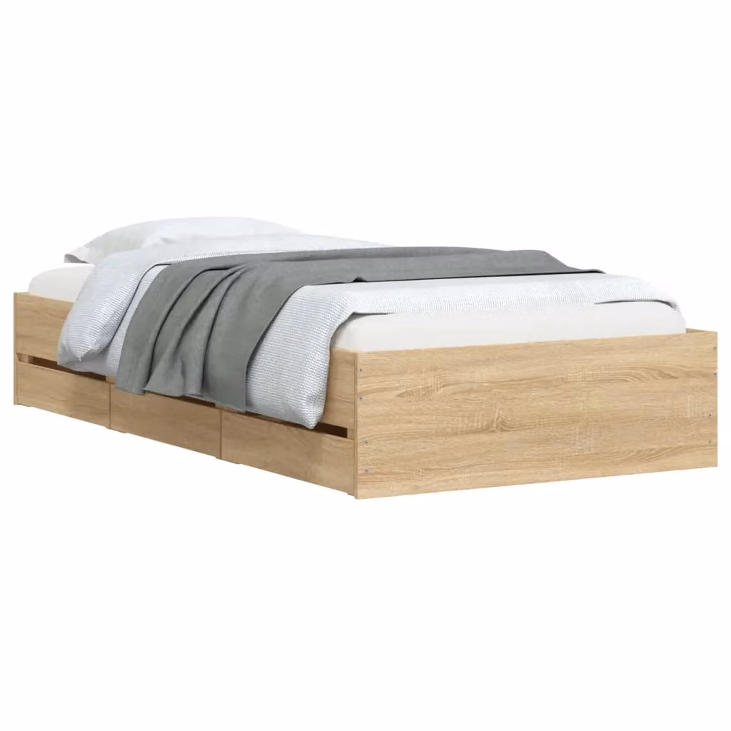 Letto con contenitore e cassetti vidaXL in legno ingegnerizzato marrone moderno L: 140 cm – 2
