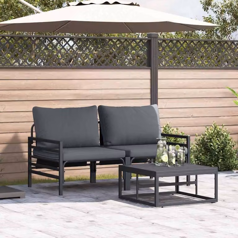 Maison Exclusive - Set da giardino composto da 3 pezzi, divano, acciaio nero