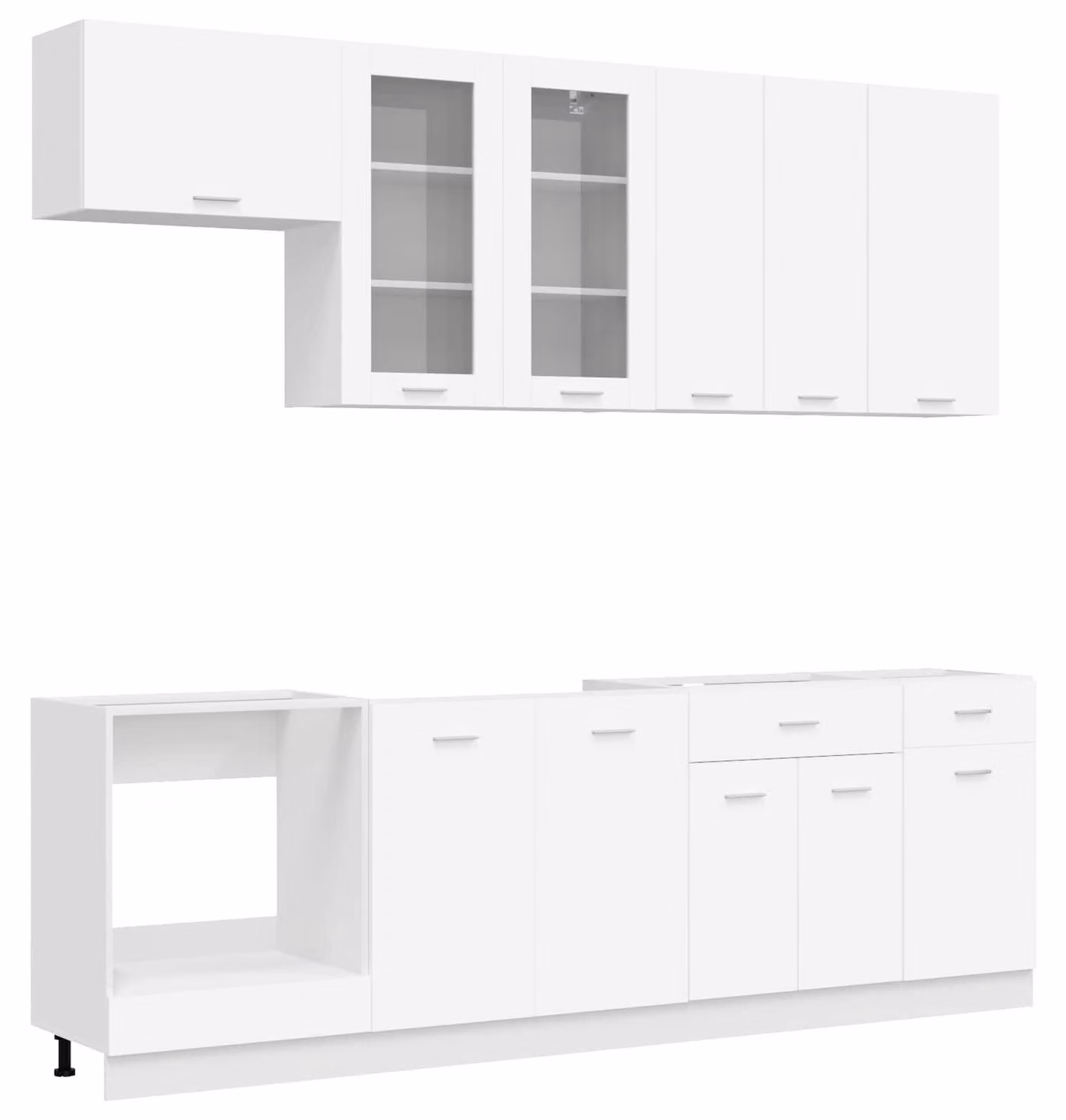 Set di mobili da cucina LYON, 8 pezzi, bianco, realizzato in materiale composito di legno