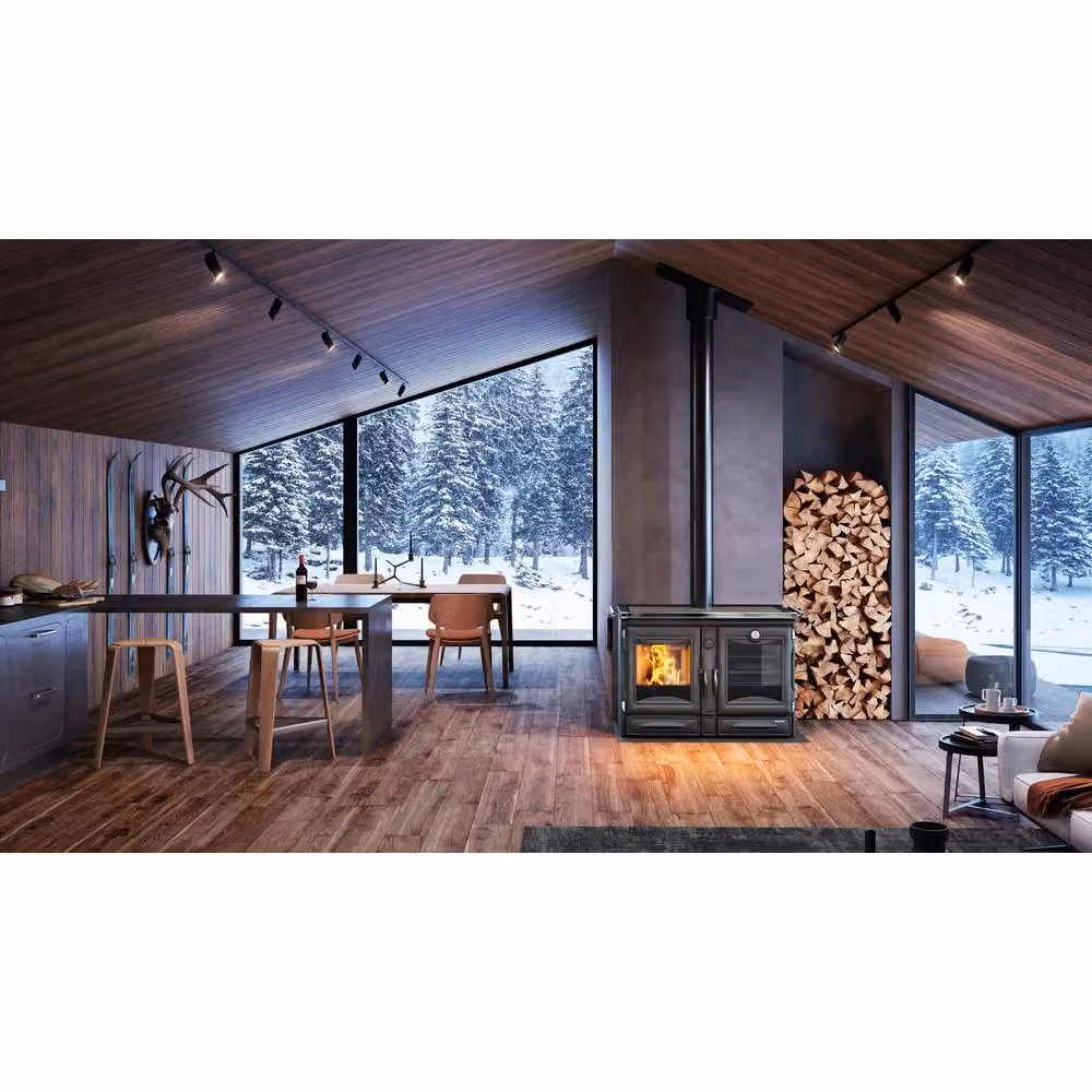 Cucina a Legna Nordica Alaska Vst da 12 kW Colore Nero L 130,7 cm x P 86,0 cm x H 70,5 cm – 2