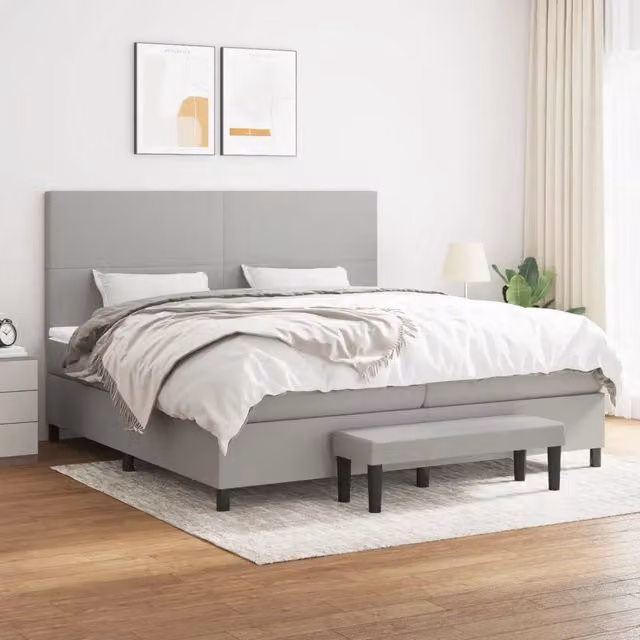Letto Ibrido con Materasso e Struttura Imbottita vidaXL Grigio e Bianco L/P/H: 200 x 200 x 31 cm – 1