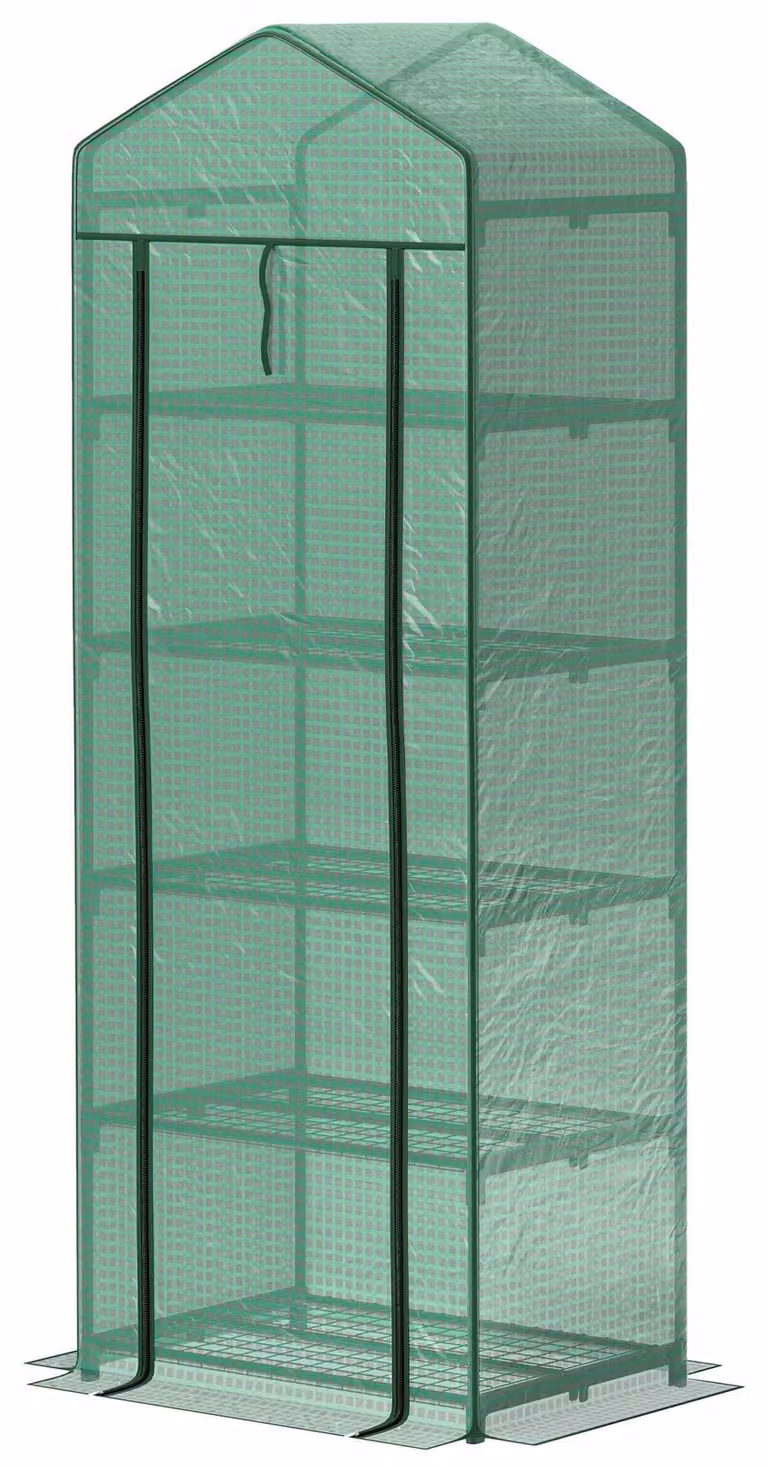Mini serra per balcone e giardino – 5 ripiani | Colore: Verde | Dimensioni: 49x69x193 cm
