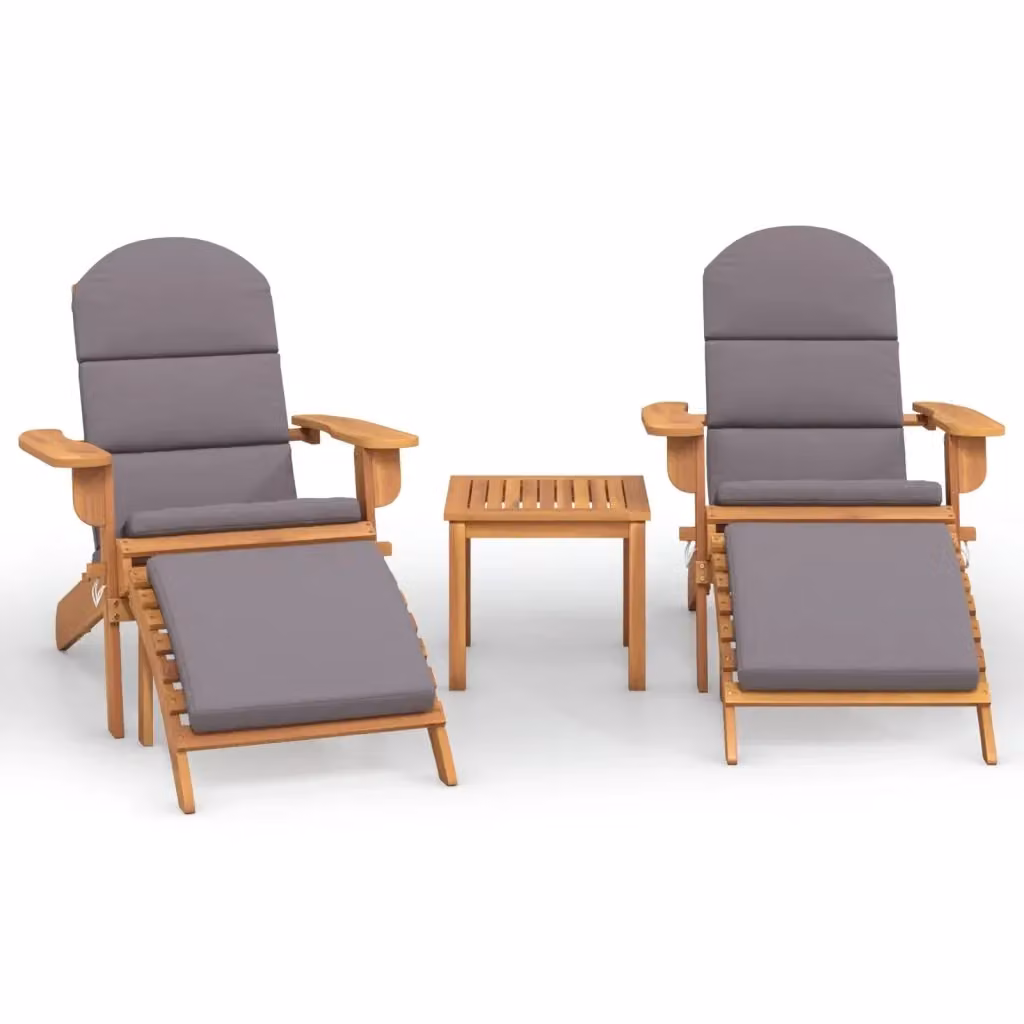 Set Salotto da Giardino vidaXL in Legno di Acacia con Cuscini Grigio – 2