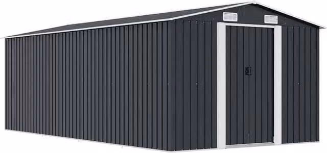 Casetta da giardino moderna in acciaio zincato antracite con porta scorrevole e ventilazione laterale L: 257 cm, P: 489 cm, H: 181 cm – 1