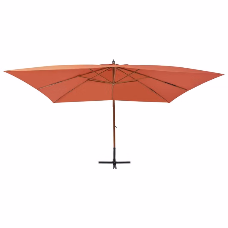 Ombrellone a Sbalzo con Palo in Legno 400x300 cm Terracotta