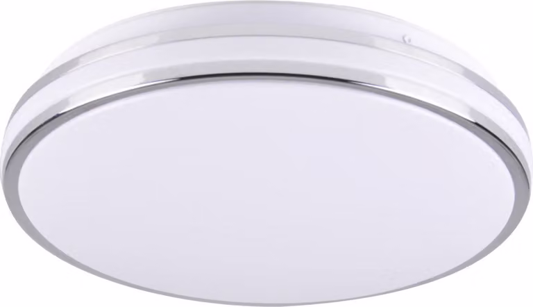 Plafoniera LED rotonda ORBIT cromata bianca 24W, luce bianca neutra 2600 lm, materiale plastico, dimensioni: 7x38x38 cm, IP20, Polux