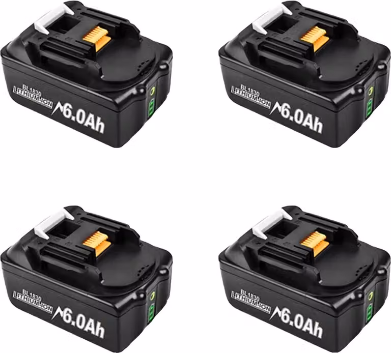 Batteria agli ioni di litio, capacità 6000mAh, tensione 18V, 4 batterie