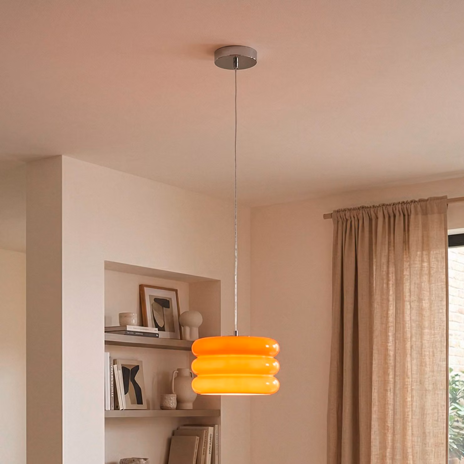 EGLO Lampada a sospensione Tortora, dimmerabile, Giallo / Arancione, Soggiorno / Sala da pranzo, Vetro, Giovanile, Lampada a sospensione
