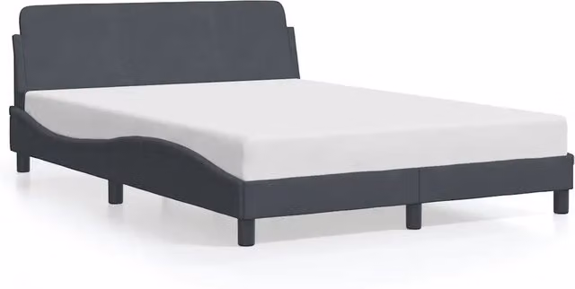Letto matrimoniale Dover in velluto grigio con struttura in legno e metallo L/P/H: 140 x 200 cm – 1
