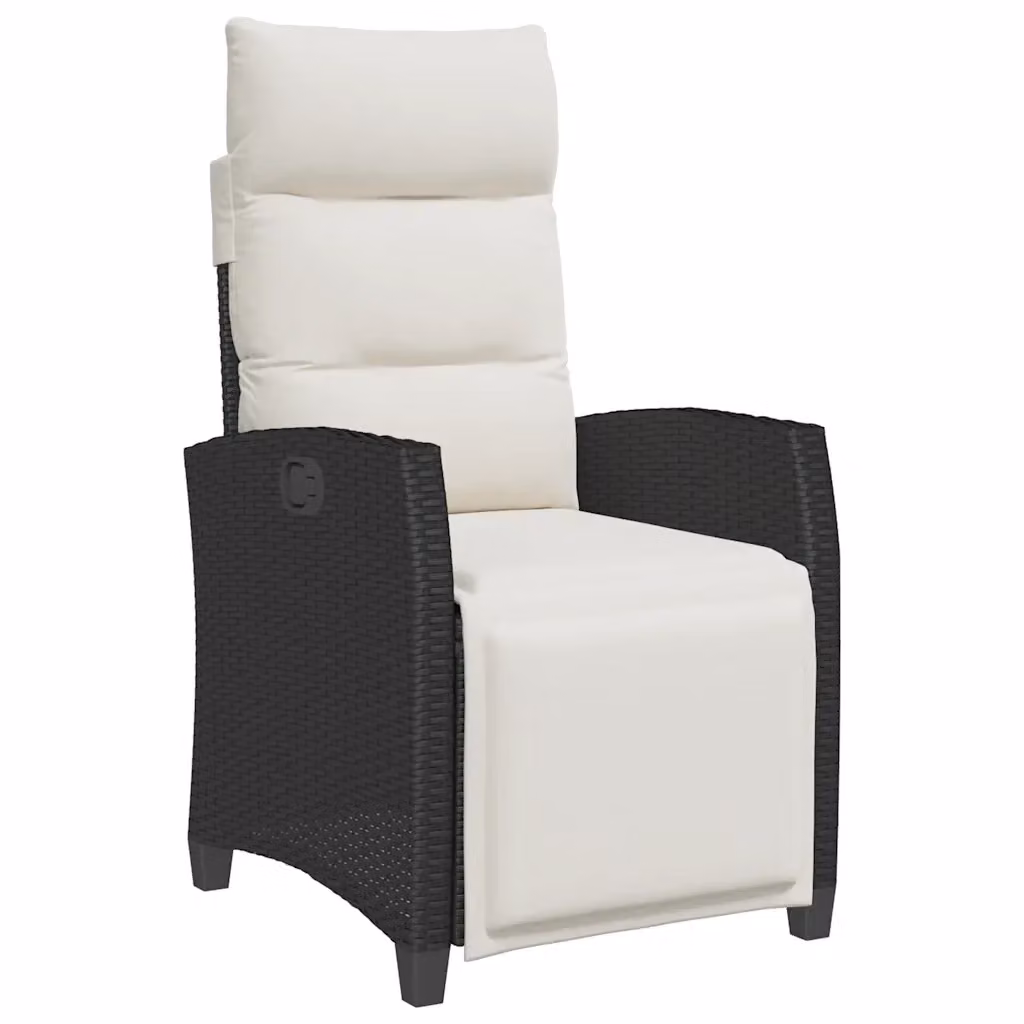 Set di sedie reclinabili da giardino con tavolino vidaXL in polyrattan e metallo, colore nero e bianco – 2