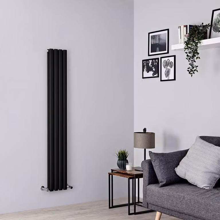 Radiatore Verticale Termosifone Nero Opaco - 645W - 1600 x 236mm - Revive