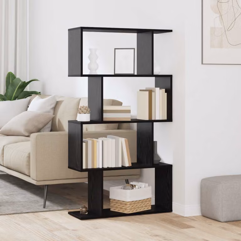 vidaXL Armadio per Libri Moderno a 4 Livelli in MDF, Colore Rovere Nero, L 70 cm x P 24 cm x H 129 cm