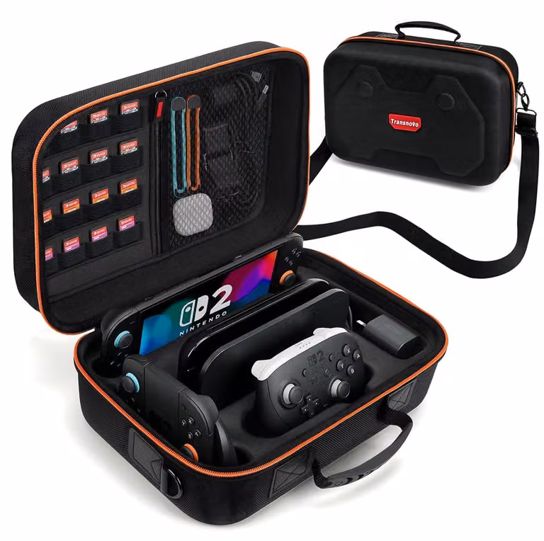 Custodia protettiva 14-in-1 per console, colore nero, grande, resistente agli urti, con accessori